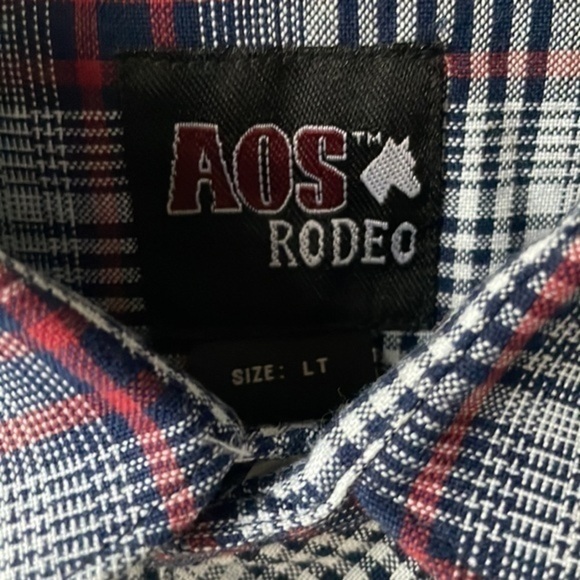 NEW AOS Rodeo shirt men's Large Tall plaid snap button western wear - Picture 4 of 12